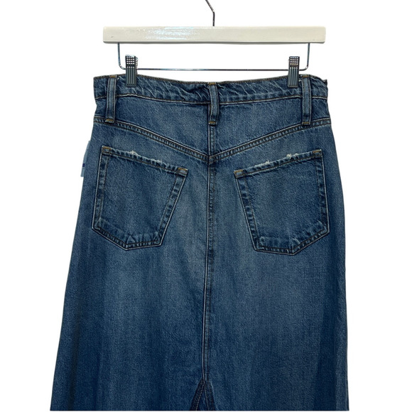 FRAME DENIM WOMENS SIZE 26 DOROTHY JEAN FRAYED HEM MIDI SKIRT BLUE NEW - Picture 7 of 11